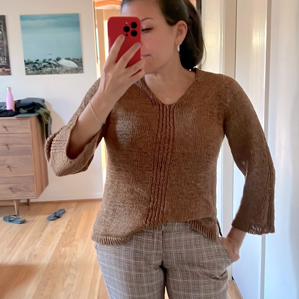 NEVER WORN Chico’s shimmery knit brown cozy sweater - Chico’s size 0/women’s L